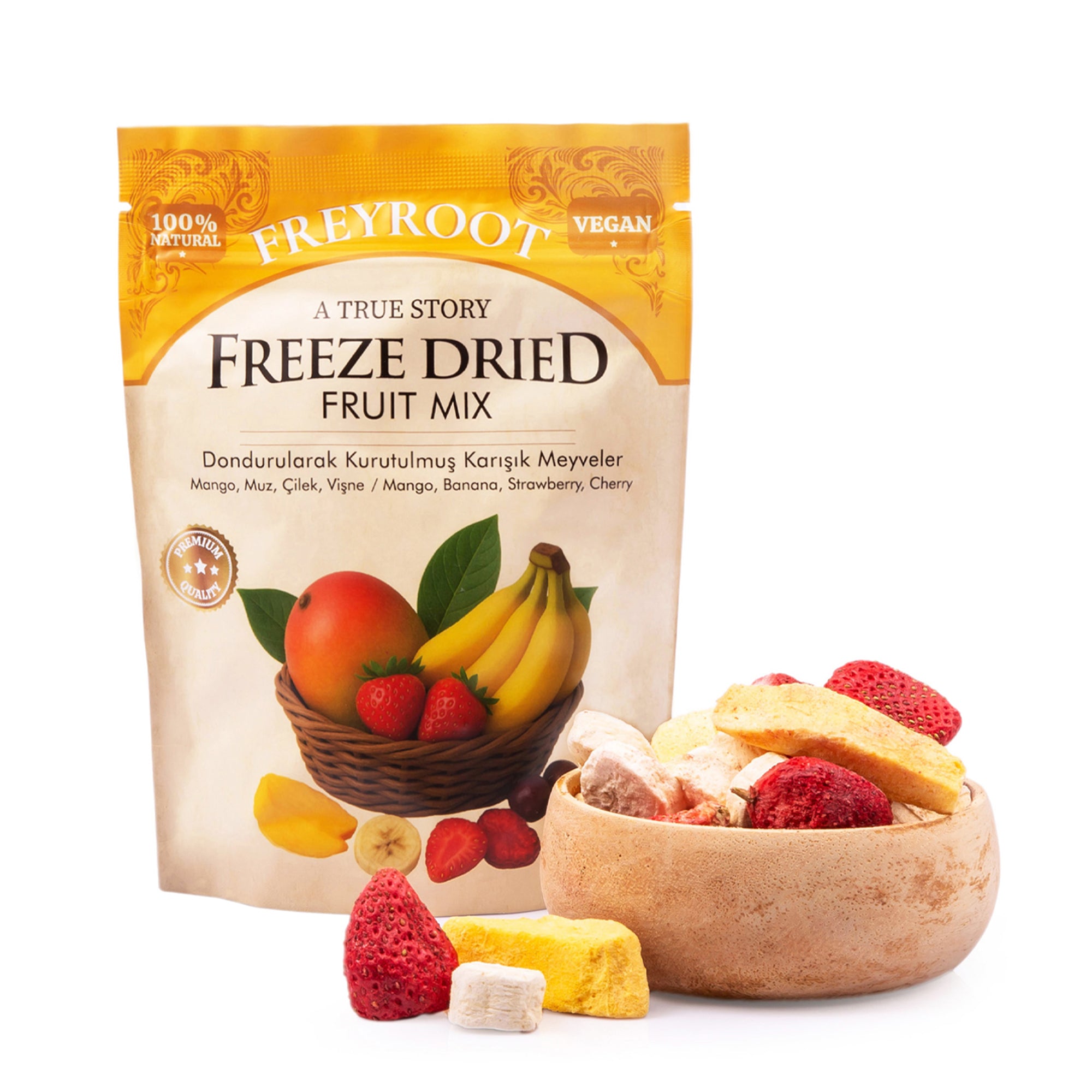 Mango, Muz, Çilek, Vişne Dondurularak Kurutulmuş Meyve Paketi